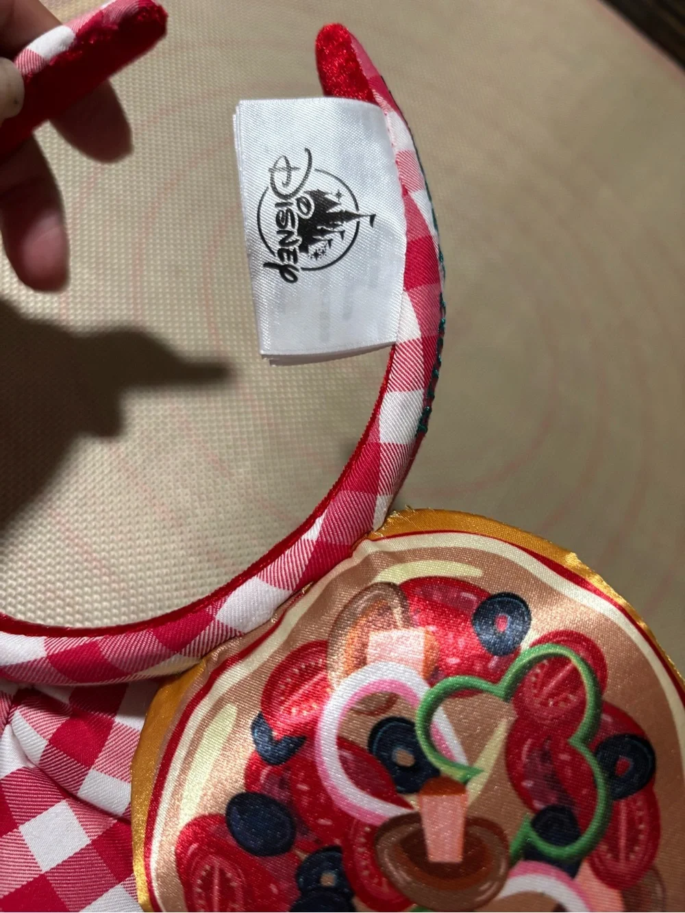 Disney Red Gingham Bow Headband with Colorful Donut Ears
